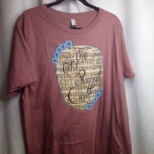 Old Rugged Cross Sheet Music Shirt XL Women Short Sleeve Gospel Music Deep Pink